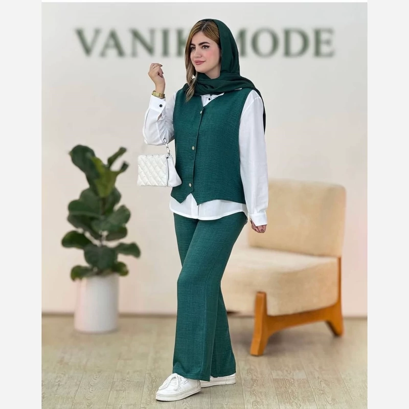 ست جلیقه،شومیز و شلوار زنانه شناسه 0132